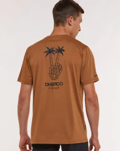 DHaRCO Tops*Mens Short Sleeve Tech Tee | Caramel