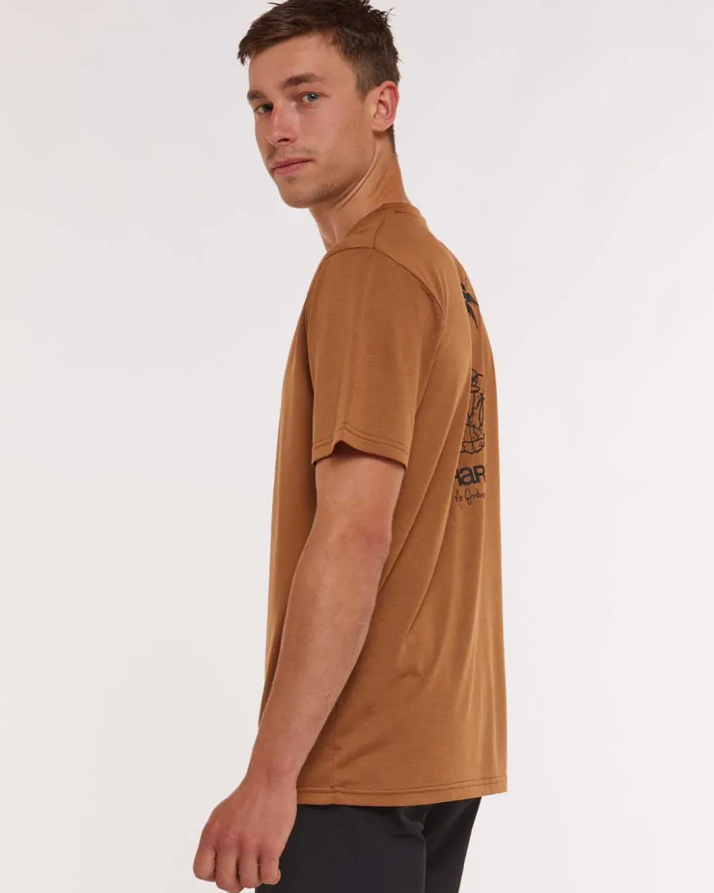 DHaRCO Tops*Mens Short Sleeve Tech Tee | Caramel