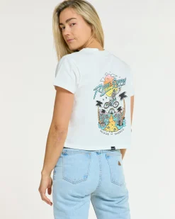 DHaRCO Tops*Womens Cotton Crop | Decade of White Decade of DHaRCO White