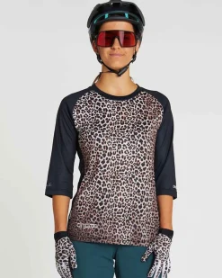 DHaRCO Tops*Womens 3/4 Sleeve Jersey | Leopard