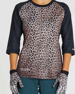 DHaRCO Tops*Womens 3/4 Sleeve Jersey | Leopard